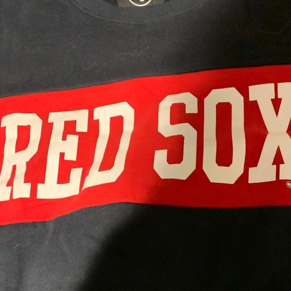 #372 ‘47 Men's Red Sox Navy and Red Crewneck Sweater - Picture 2 of 6